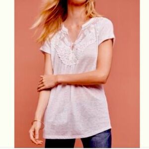 Anthropologie Deletta Aria Women’s Linen Tee in White Size Medium